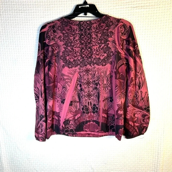 Live and Let Live Top Sz Square Panel Stud Pleated Balloon Sleeves Elastic Waist - Picture 2 of 12